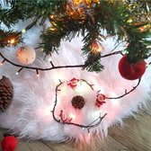 78cm Ronde Faux Bont Kerstboom Rok met Gouden Sneeuwvlok Wit Pluche Borduurwerk Sneeuw Xmas Boom Rok Mat voor Vrolijk Kerstfeest, Nieuwjaar Feestdecoratie (Gouden Sneeuwvlok, 30")
