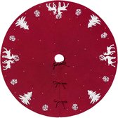 XMAS Boomrok 48 inch gebreide kerstboomrok, 3D eland kerstboom basis cover mat, rustieke rode boomrok voor kerstversiering binnen buiten vakantie feestartikelen (rood)