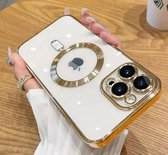 iPhone 15 Pro magsafe hoesje transparant- iPhone 15 Pro magneet case ring doorzichtig - Goud - Hoesje iPhone 15 Pro -