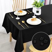 Zwart tafelkleed, vlekbescherming, afwasbaar, tafellinnen, waterdicht tafelkleed voor eetkamer, tuin, feest, bruiloft of huishouden, 140 x 200 cm