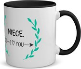 Akyol - niece i love you koffiemok - theemok - zwart - Nicht - de liefste nicht - verjaardag - cadeautje voor nicht - nicht artikelen - kado - geschenk - 350 ML inhoud