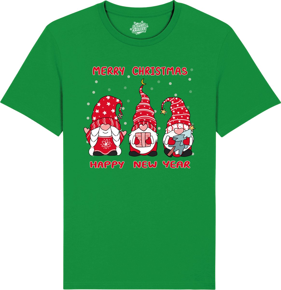 Christmas Gnomies - Foute kersttrui kerstcadeau - Dames / Heren / Unisex Kleding - Grappige Kerst Outfit - T-Shirt - Unisex - Kelly Groen - Maat S
