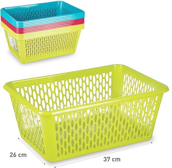 Panier de rangement/panier de placard Plasticforte - 4x - 13 litres - vert - plastique - 26 x 37 x 14 cm
