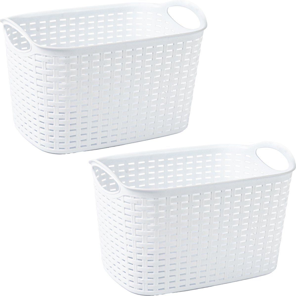 Plasticforte opbergmand/kastmandje - 2x - 19 liter - ivoor wit - kunststof - 29 x 39 x 25 cm