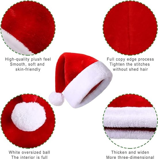 KONVINIT Groene kerstmuts, pluche kerstmanhoed kerstversieringen voor volwassenen, elf kerstmuts, traditionele groene en witte kerstman, groen