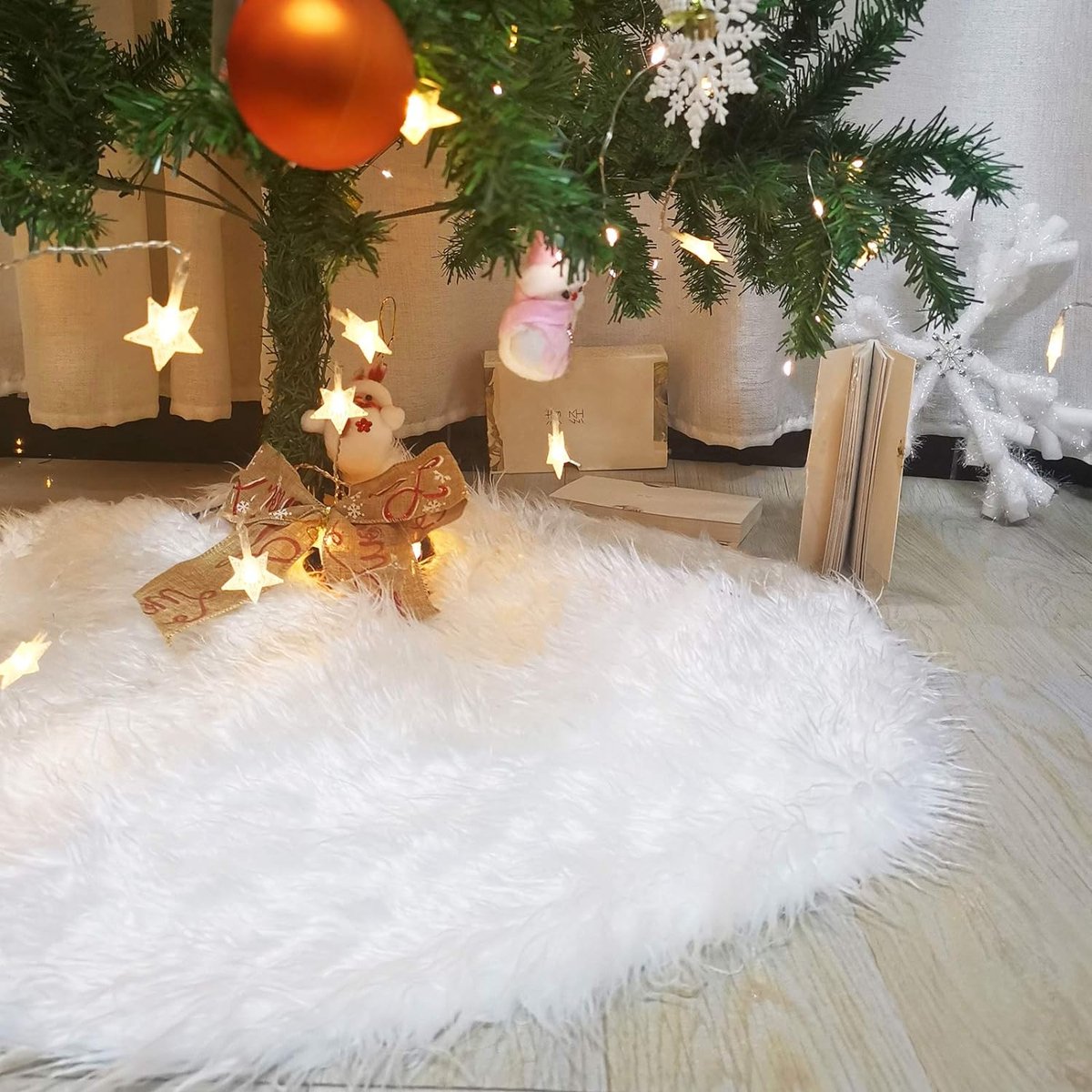 Com-four® Blanc Premium Couverture De Sapin De Noël Pour Le