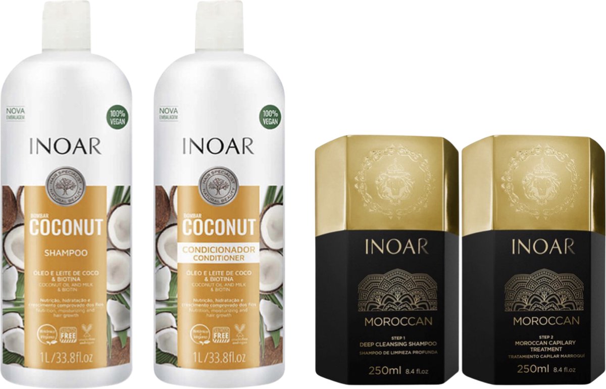Inoar Moroccan keratine behandeling & After Care Inoar Coconut Shampoo & Conditioner 1000 ML