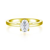 Eloise - 18k Geelgouden Ovaal Solitair Moissanite Ring - 3 karaat