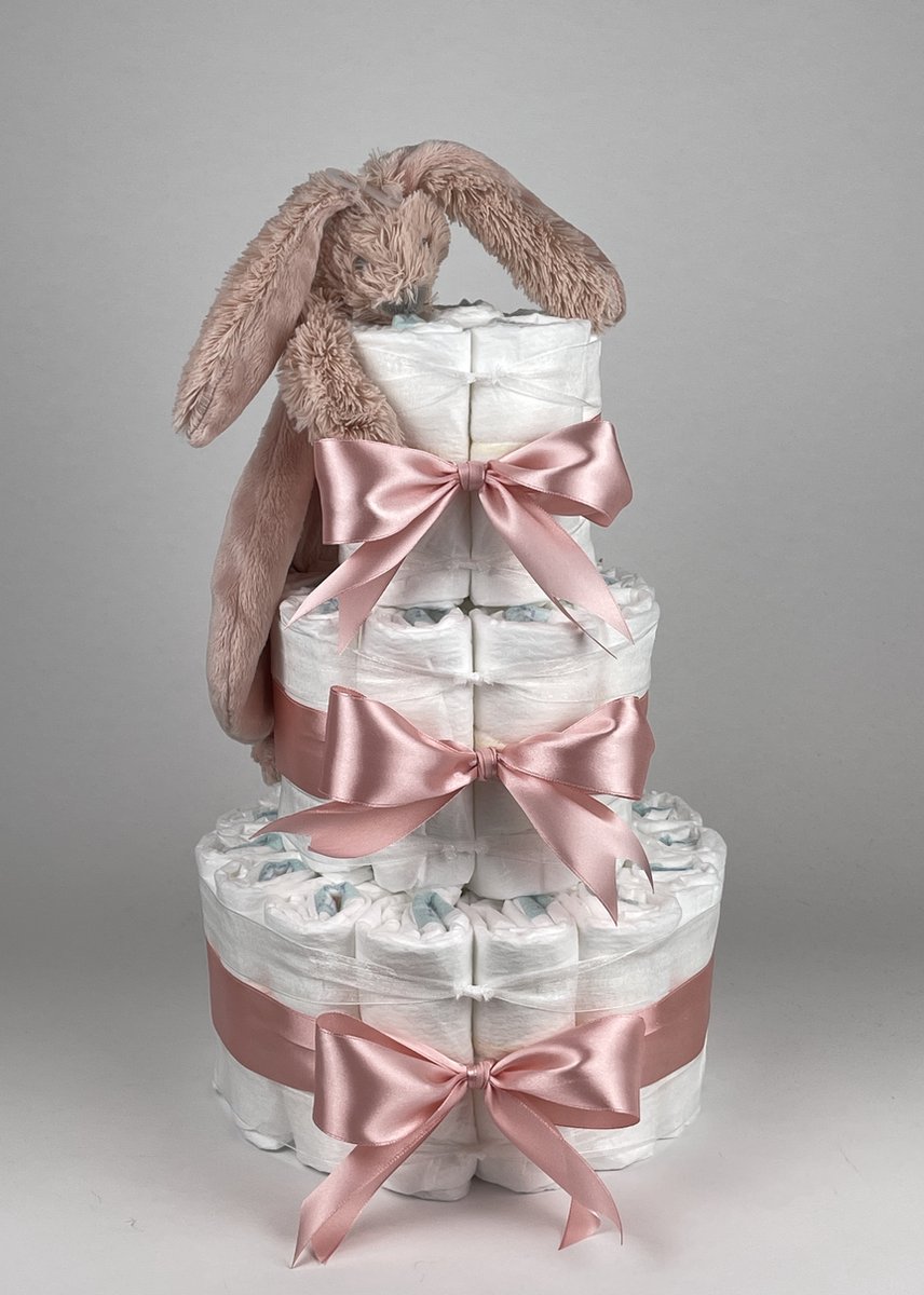 Goedkoopste Chouette-Chouette | Luiertaart Meisje | Kraamcadeau | Geboorte Meisje | Babyshower | Tuttle Konijn Richie Old Pink - donker Poeder Roze