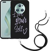 Cazy Hoesje met koord Zwart geschikt voor Honor Magic5 Pro Love Yourself