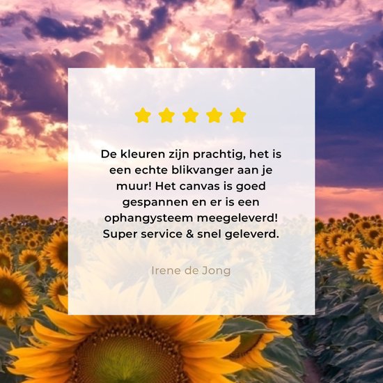 Toile - Peinture fleurs - Tournesol - Soleil - Nuages ​​- Soir - Décoration murale - Photo sur toile - Canvasdoek - 160x80 cm - Salon
