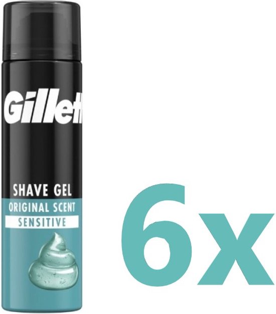 6x Gillette Gevoelige Huid Scheergel Basic 200 ml
