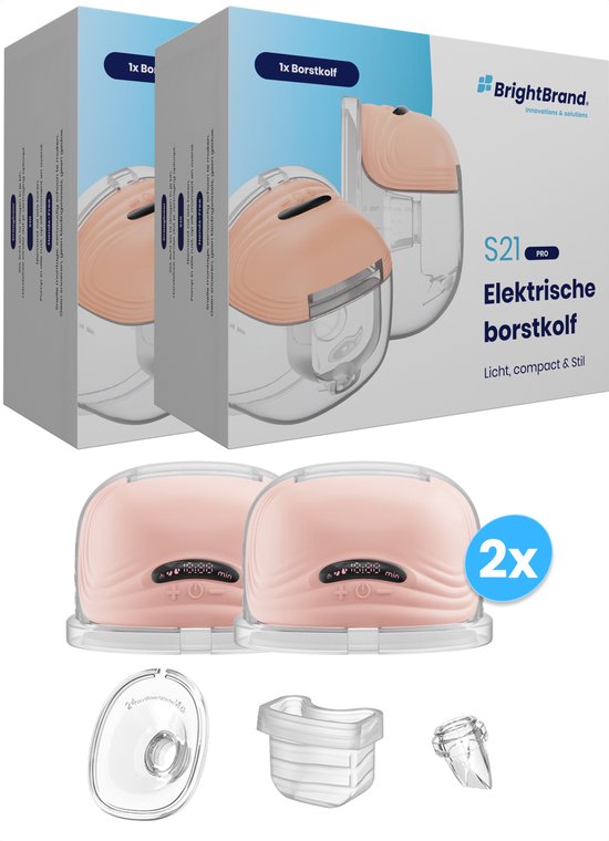 Brightbrand Dubbele Elektrische Borstkolf - Comfortabel - Efficiënt - Timer - Aanpasbare Modi - USB-C Oplaadbaar - BPA-vrij - Vaatwasserbestendig - Pijnloos Kolven - Handige Timer - Inclusief Accessoires - 2 Maten Opzetstukjes - Moedermelk Opvangen