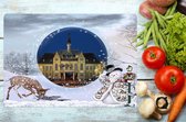 Glazen Snijplank - Oud-gemeentehuis Wenduine - Kerst - gehard glas - Dienblad - 20x28 cm - keukenaccessoires - Souvenirs Wenduine - souvenirs from the sea - kerstcadeau
