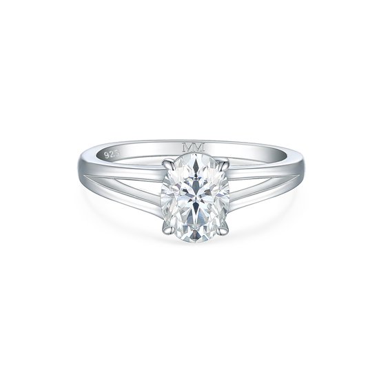 Grace - Zilveren Ovaal Split- ZilverenShank Moissanite Ring - 1.5 karaat