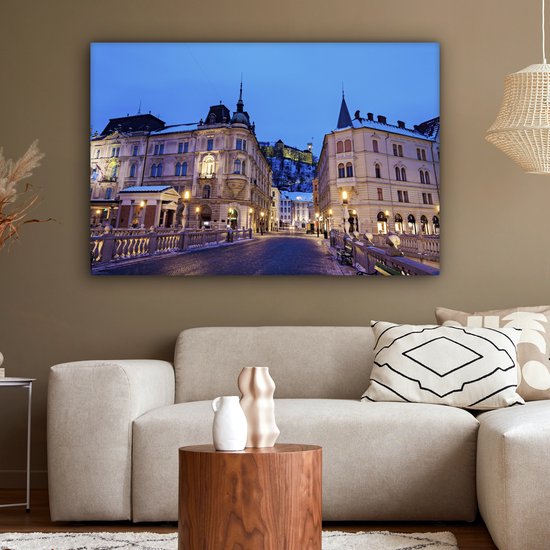 Tableau sur toile Le Triple Pont à Ljubljana - 140x90 cm - Décoration murale Art