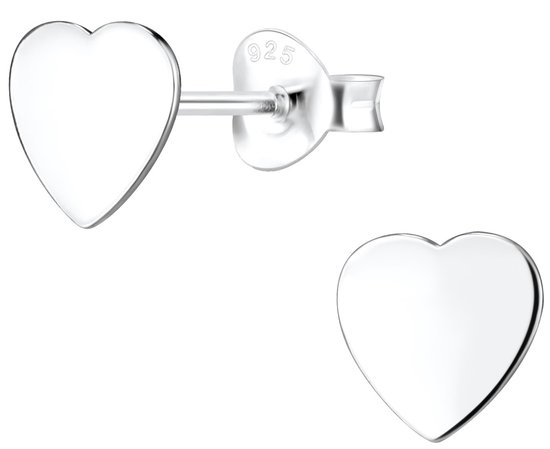 Joy|S - Zilveren hartje oorbellen - gepolijst - 7 mm