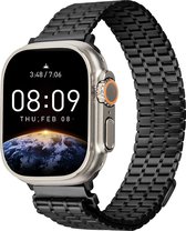 Luxe stalen mesh horlogeband voor Apple Iwatch zwart 42/44/45/49mm magneetsluiting