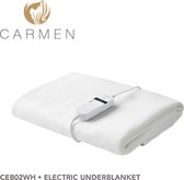 Carmen CEB02WH - Wasbaar - Elektrische deken - 150 x 80 cm - Fleece - Wit