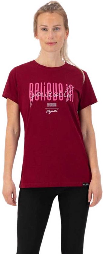 Rogelli Graphic T-Shirt Sportshirt - Korte Mouwen - Dames - Bordeaux - Maat S