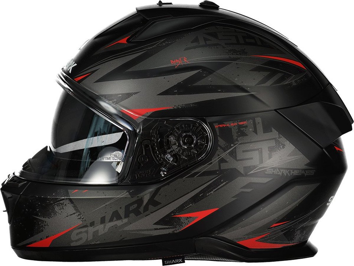 Shark D-SKWAL 3 Blast-R Mat Zwart Antraciet Rood - Maat L - Integraal helm - Scooter helm - Motorhelm - Zwart - Scooterhelmen mannen en vrouwen. – foto 2