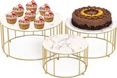 Taartstandaard, 3 niveaus, ronde taartstandaard, set van 3, displaystandaard, goud, taartbord met voet, dessertstandaard, cupcakebuffet, serveerschaal voor bruiloft, verjaardag, feest