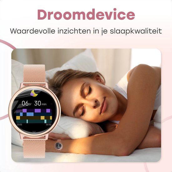 Bizoule Smartwatch Beleza - Smartwatch Dames Rosé-Goud - 1.1 AMOLED Touchscreen - 40mm - Horloge met Belfunctie - Stappenteller - Bloeddrukmeter - Android en iOS - Bizoule