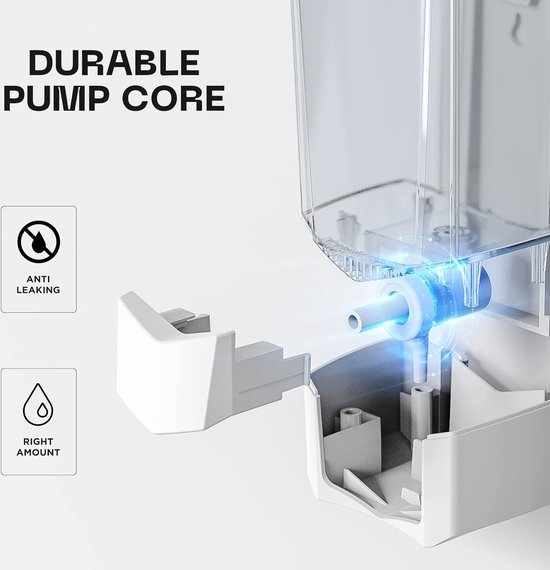 Decdeal Zeepdispenser, Muurbevestiging zonder boren, 300 ml Douchedispenser, Handmatig Douchegel, Vloeibare Shampoo, Desinfectiemiddeldispenserhouder voor Hotel, Kantoor, Thuis, Zorginstellingen door
