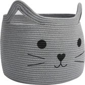 Laundry Basket Large Cotton Jute Basket Storage Basket for Clothes Blankets in Living Room Toy Cushion in Children's Room Pet Basket as Cat Bed 40 x 30 (D×H), Grey