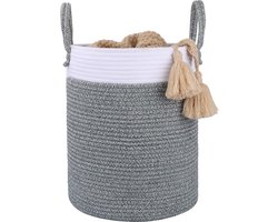 40 cm Large Woven Cotton Rope Basket with Handles Laundry Basket