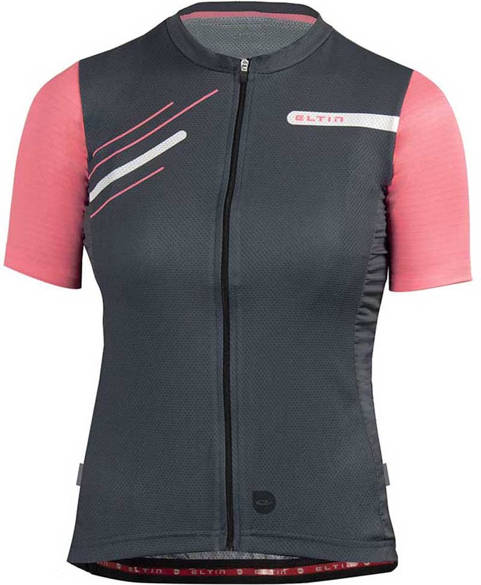 Eltin Glorious Korte Mouw Wielertrui Grijs,Roze 2XS Vrouw