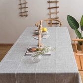 katoenlinnen tafelkleed voor rechthoekige tafels, effen, roosterborduurwerk, tafelkleed voor keuken, eettafeldecoratie, 135 x 180 cm, grijs