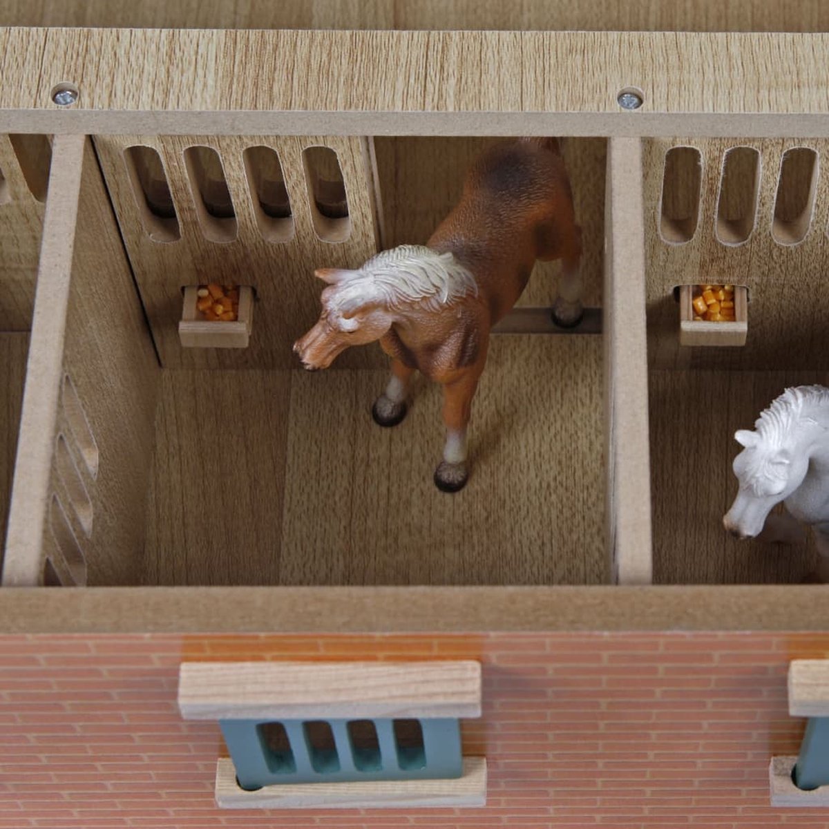 Kids Globe Paardenstal Hout Met 9 Paardenboxen 1:32 — afbeelding 14