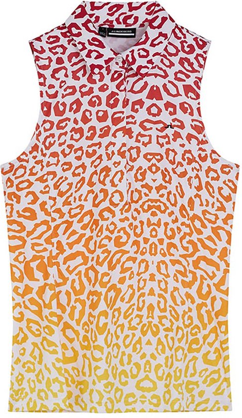 J.lindeberg Dena Print Dames Mouwloos Poloshirt Oranje XL