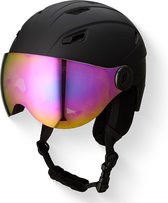 Casque de ski GOOFF Speed ​​​​3-en-1 avec oreillettes et visière d'huile & lunettes de ski intégrées - noir mat taille M - 14 aérations dont 2 fermables - finition extra soft - pour homme et femme