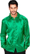 70's Disco Shirt Satijn Groen - Heren | L