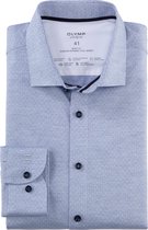 OLYMP 24/7 Level 5 body fit overhemd - tricot - koningsblauw dessin - Strijkvriendelijk - Boordmaat: 42