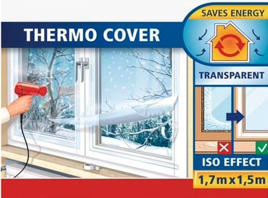 Thermo Cover - Film isolant pour fenêtre transparent - Film pour fenêtre non adhésif - Film isolant - 1,7 m x 1,5 m