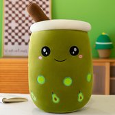 Bubble Tea Knuffel-parel melk thee kussen pop-real-Life Bubble Tea Cup Knuffel - Kussen - Melk Thee - Zachte Pop - Melk Thee Cup Kussen kinderen - Speelgoed 25cm (groen rond）- kleur advocado - groen