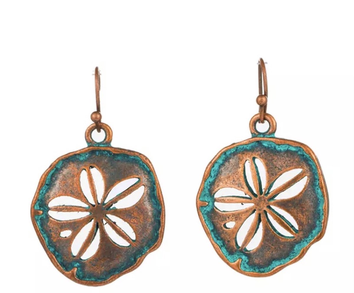 Jomide Oorhangers Boho Bloem Turquoise - Brons