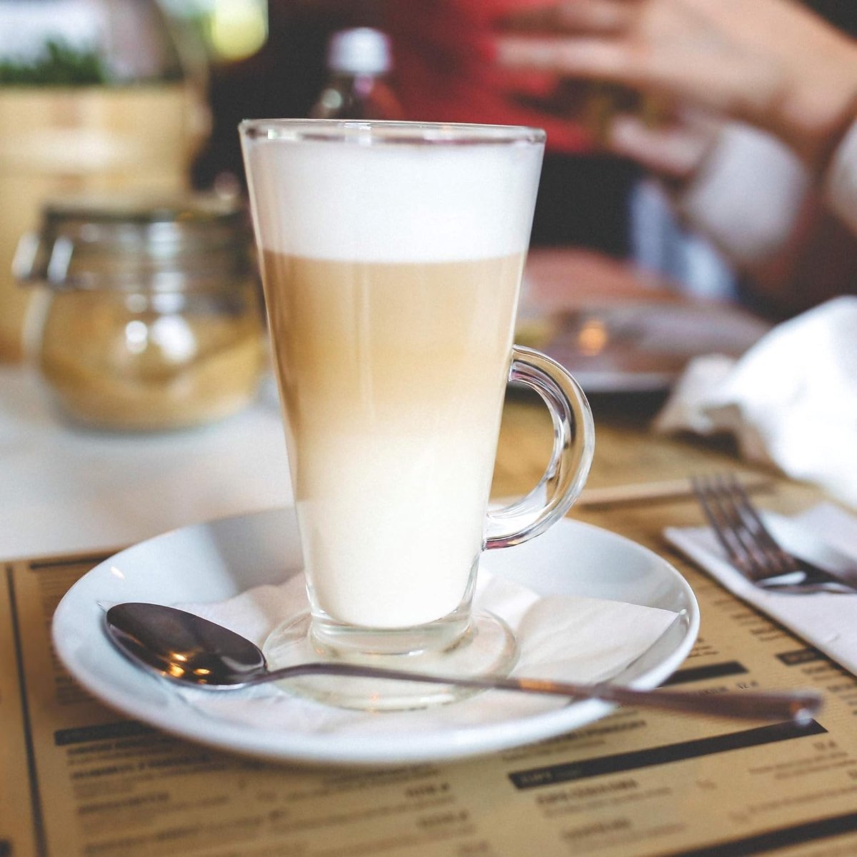 Latte Macchiato glazen set van 6 260 ml koffieglazen met handvat theeglazen van glas drinkglazen voor koffie thee cappuccino cocktail water sap ijsthee glazenset
