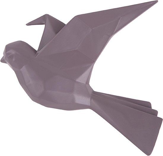 Pt, Origami Bird - Statue décorative à suspendre - Polyrésine - 19x3,5x15,7cm - Violet foncé mat