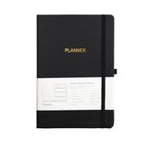 A5 Planner hardcover - Zwart - Organiser - Ongedateerde agenda - Weekly planner - Habit tracker - incl stickers