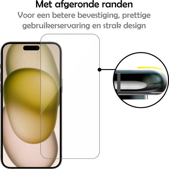 Protecteur d'écran aux bords arrondis pour iPhone 15 Pro, meilleure fixation et design.