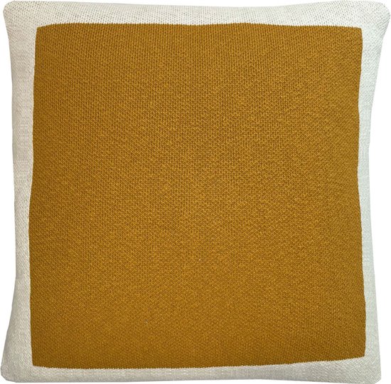 Solid knitted poster cushion sunset yellow