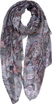 Clayre & Eef Sjaal Dames Print 80x180 cm Grijs Shawl Dames