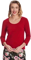 Banned - Scoop Neck Longsleeve top - L - Rood