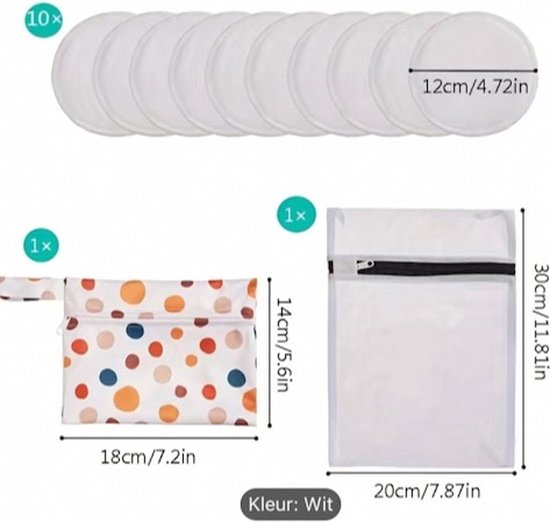 LaNicole® 100%Bambou-coussinets réutilisables- waterproof- Set de 10 pièces - coussinets d'allaitement lavables-absorbants-Comprend un sac