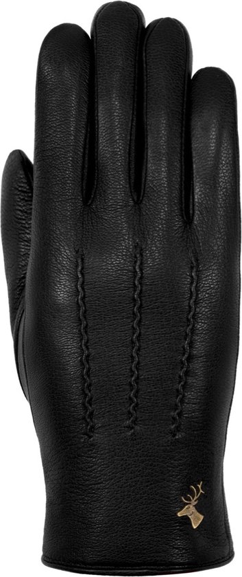 Schwartz & von Halen Handschoenen Dames - Alessandra - geitenleren handschoenen met lamswollen voering & touchscreen-functie - Zwart maat 6,5