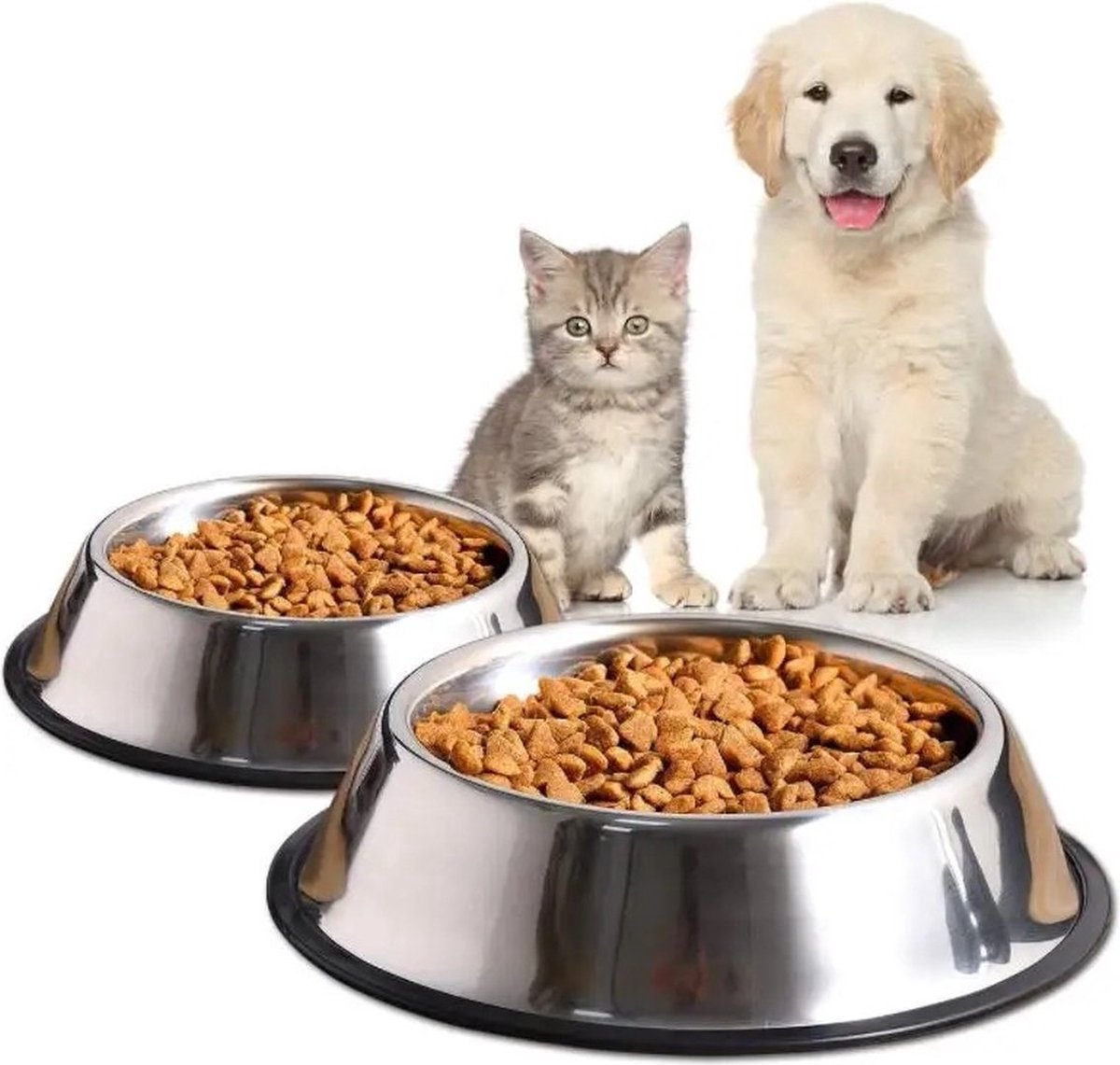 Bol.com PD® Voerbak Hond - Voerbak Kat - Maat L - 29 x 22 x 7 CM - Hondenvoerbak - Waterbak - RVS aanbieding